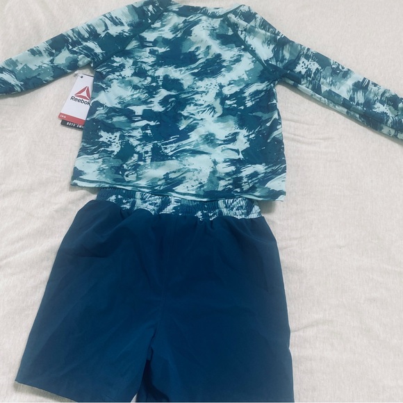 Reebok Toddler Boys Long Sleeve Rashguard and Swim Trunks Set with UPF 50+, - Picture 10 of 11